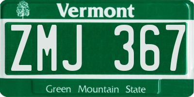 VT license plate ZMJ367