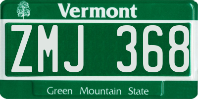 VT license plate ZMJ368
