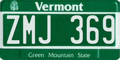 VT license plate ZMJ369