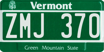 VT license plate ZMJ370