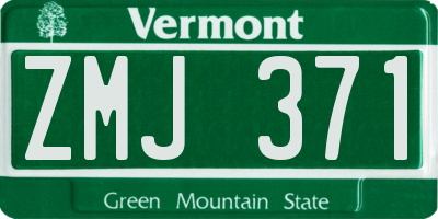VT license plate ZMJ371