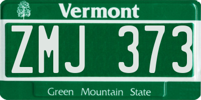 VT license plate ZMJ373