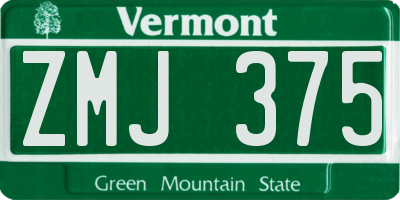 VT license plate ZMJ375