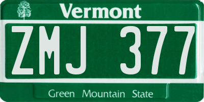 VT license plate ZMJ377