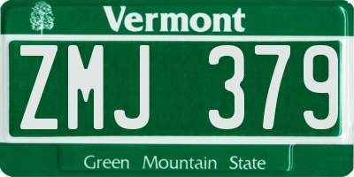 VT license plate ZMJ379