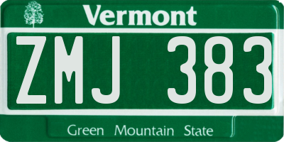 VT license plate ZMJ383
