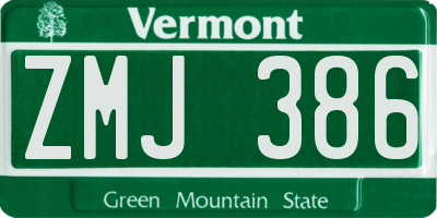 VT license plate ZMJ386