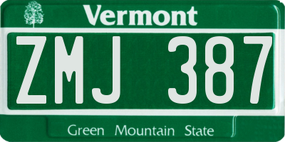 VT license plate ZMJ387