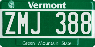 VT license plate ZMJ388