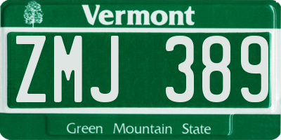VT license plate ZMJ389