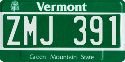 VT license plate ZMJ391