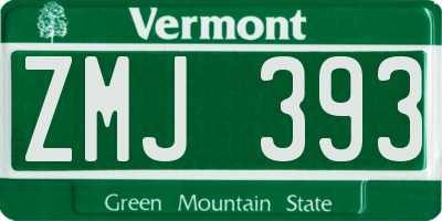VT license plate ZMJ393