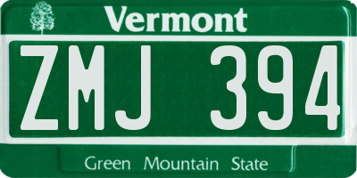 VT license plate ZMJ394