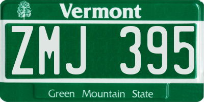 VT license plate ZMJ395