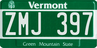 VT license plate ZMJ397