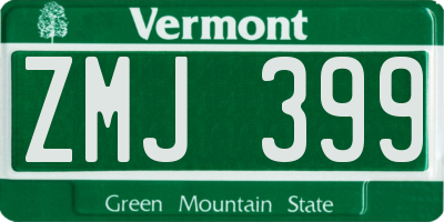 VT license plate ZMJ399