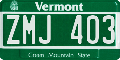 VT license plate ZMJ403
