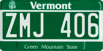 VT license plate ZMJ406