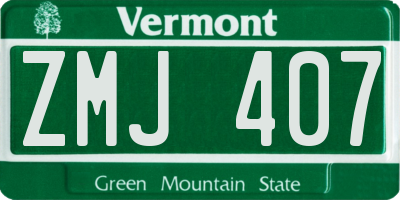 VT license plate ZMJ407