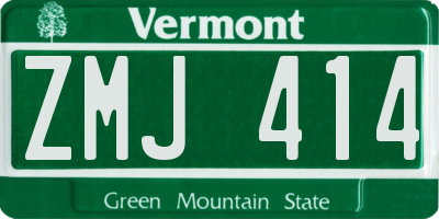VT license plate ZMJ414