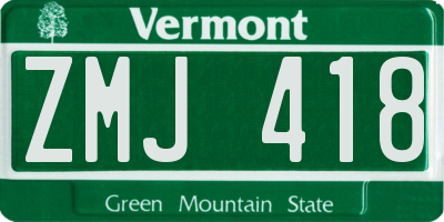 VT license plate ZMJ418