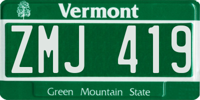VT license plate ZMJ419