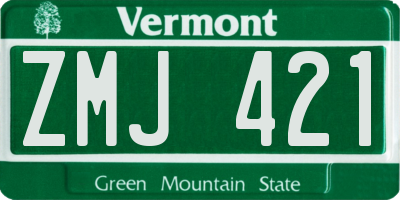 VT license plate ZMJ421