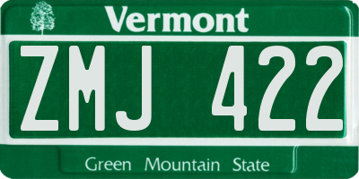 VT license plate ZMJ422