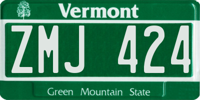 VT license plate ZMJ424