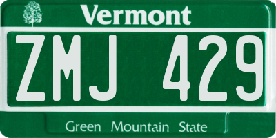 VT license plate ZMJ429