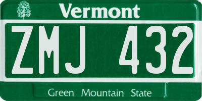 VT license plate ZMJ432