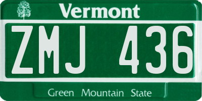 VT license plate ZMJ436