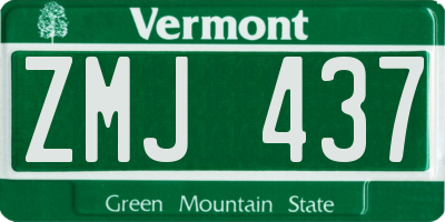 VT license plate ZMJ437
