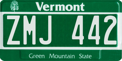 VT license plate ZMJ442