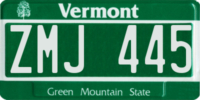 VT license plate ZMJ445