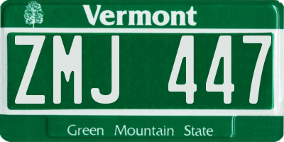 VT license plate ZMJ447