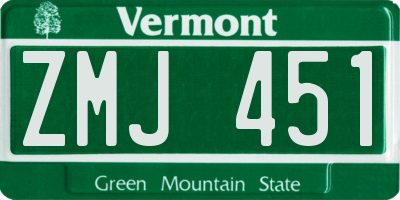 VT license plate ZMJ451