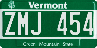 VT license plate ZMJ454