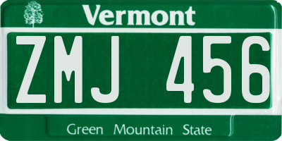 VT license plate ZMJ456