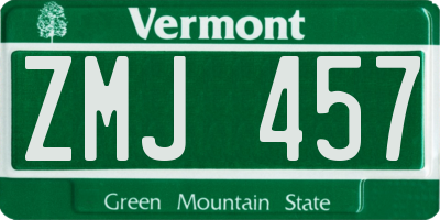 VT license plate ZMJ457