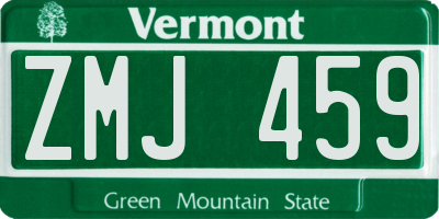 VT license plate ZMJ459