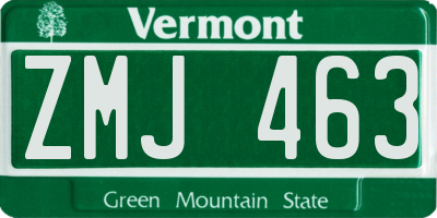 VT license plate ZMJ463