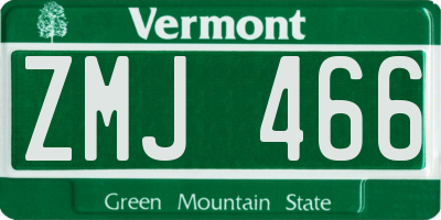 VT license plate ZMJ466
