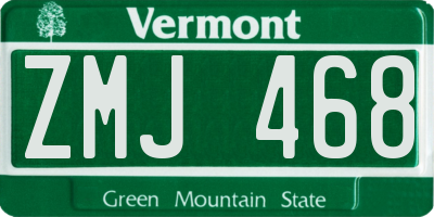VT license plate ZMJ468