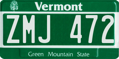 VT license plate ZMJ472