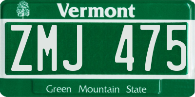 VT license plate ZMJ475