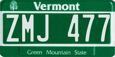 VT license plate ZMJ477