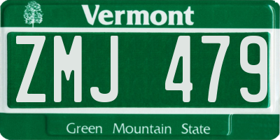 VT license plate ZMJ479