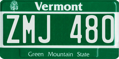 VT license plate ZMJ480