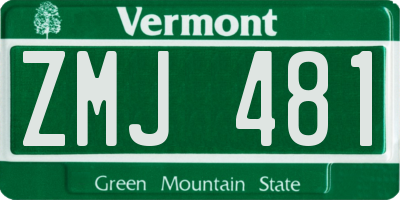VT license plate ZMJ481
